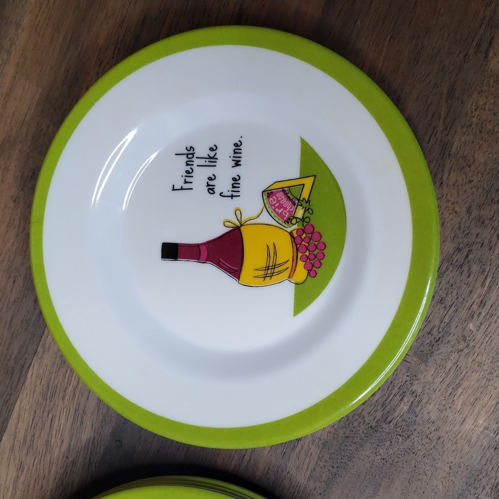 Wine Themed Happy Hour Melamine Appetizer Plates Set of 10